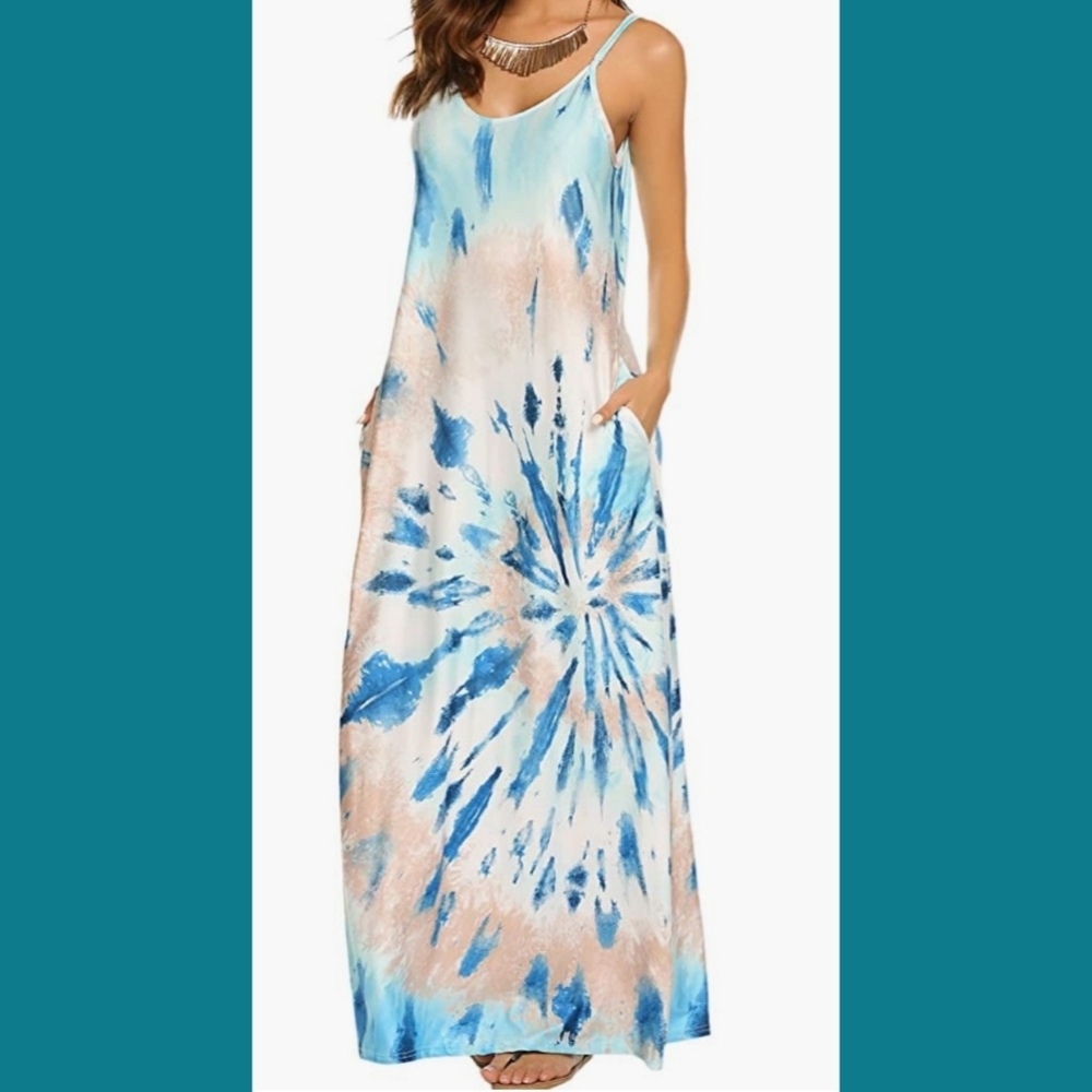 Tie dye casual long dress